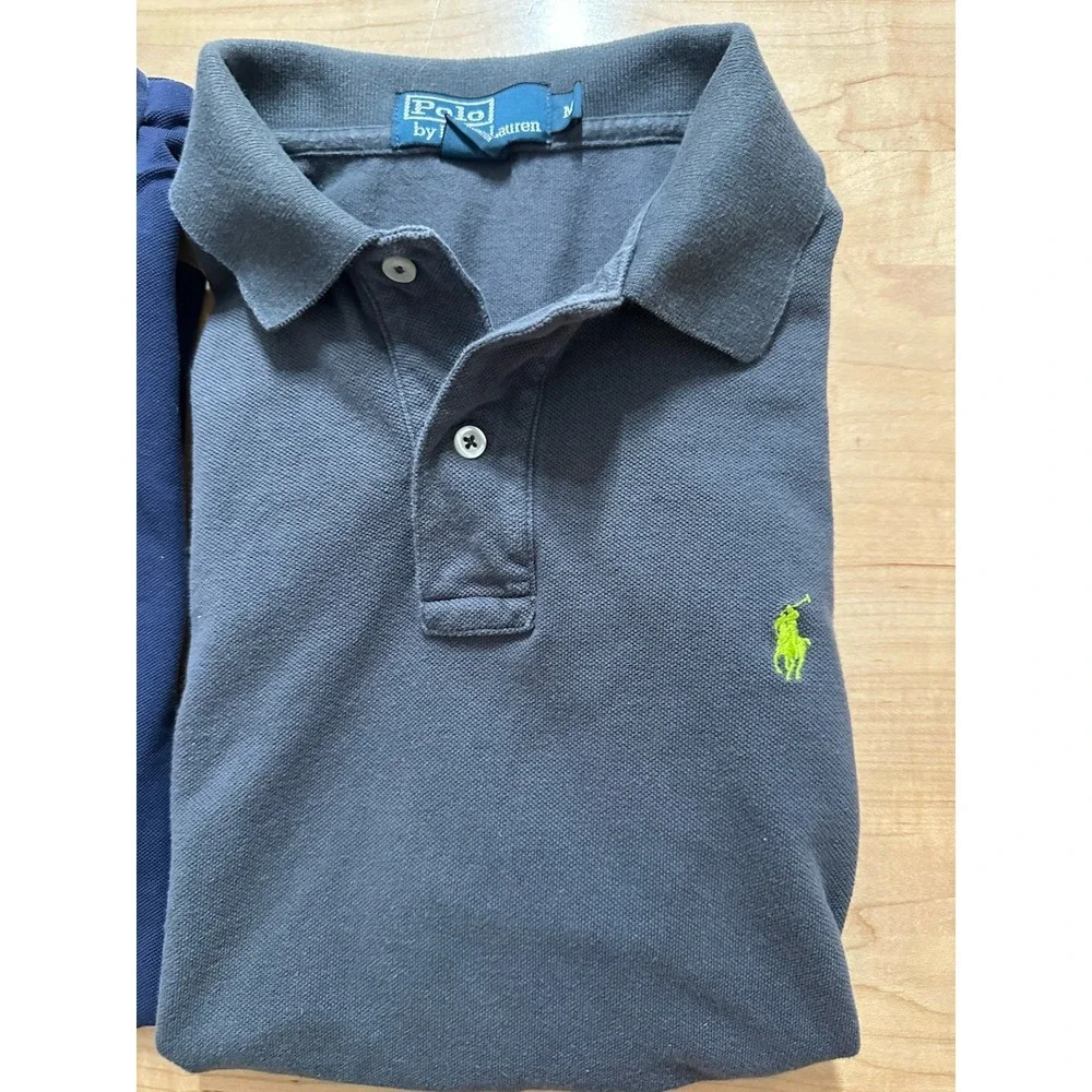 Lot 2 Mens Polo Ralph Lauren Navy Blue Short Sleeve Polo Golf Shirt Medium